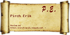 Pirch Erik névjegykártya